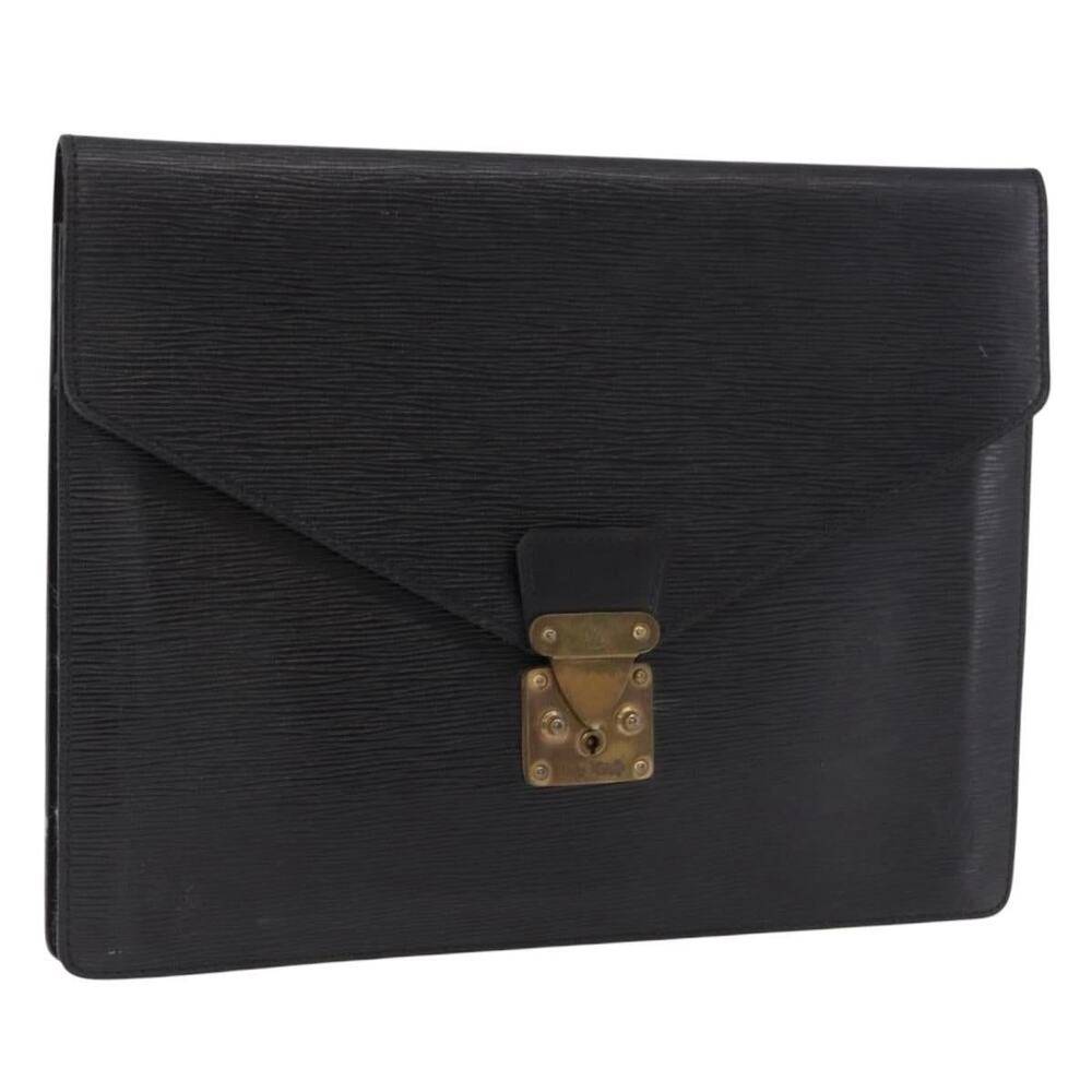 Louis Vuitton Epi Porte Documents Senatur Briefcase Black
